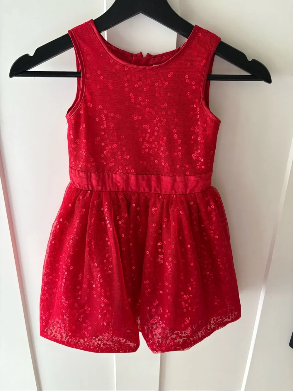 Cat & Jack Girls Red Sequin Tulle Party Dress 4T Christmas Holiday Valentine’s